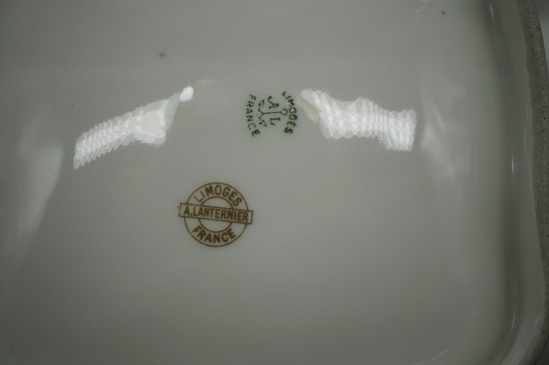 A Lanternier Limoges Floral Rose Handled Dish France