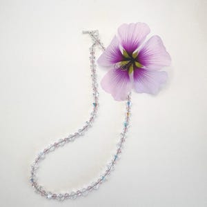 Colorless and Light Pink AB Crystal Choker Necklace, Sparkly Bridal Jewelry, Elegant Crystal Necklace