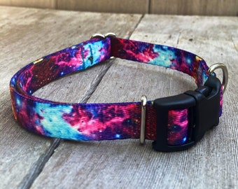 5/8 inch Galaxy Dog Collar, Cosmic Print, USA Made, Quick Release Buckle