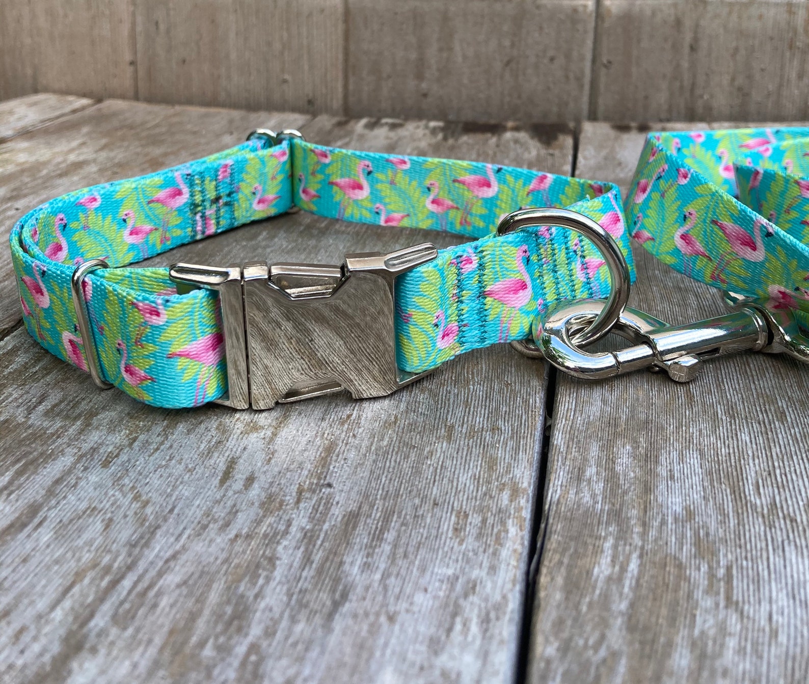 1 Inch Tropical Flamingo Matching Collar and Leash Set Dog Etsy
