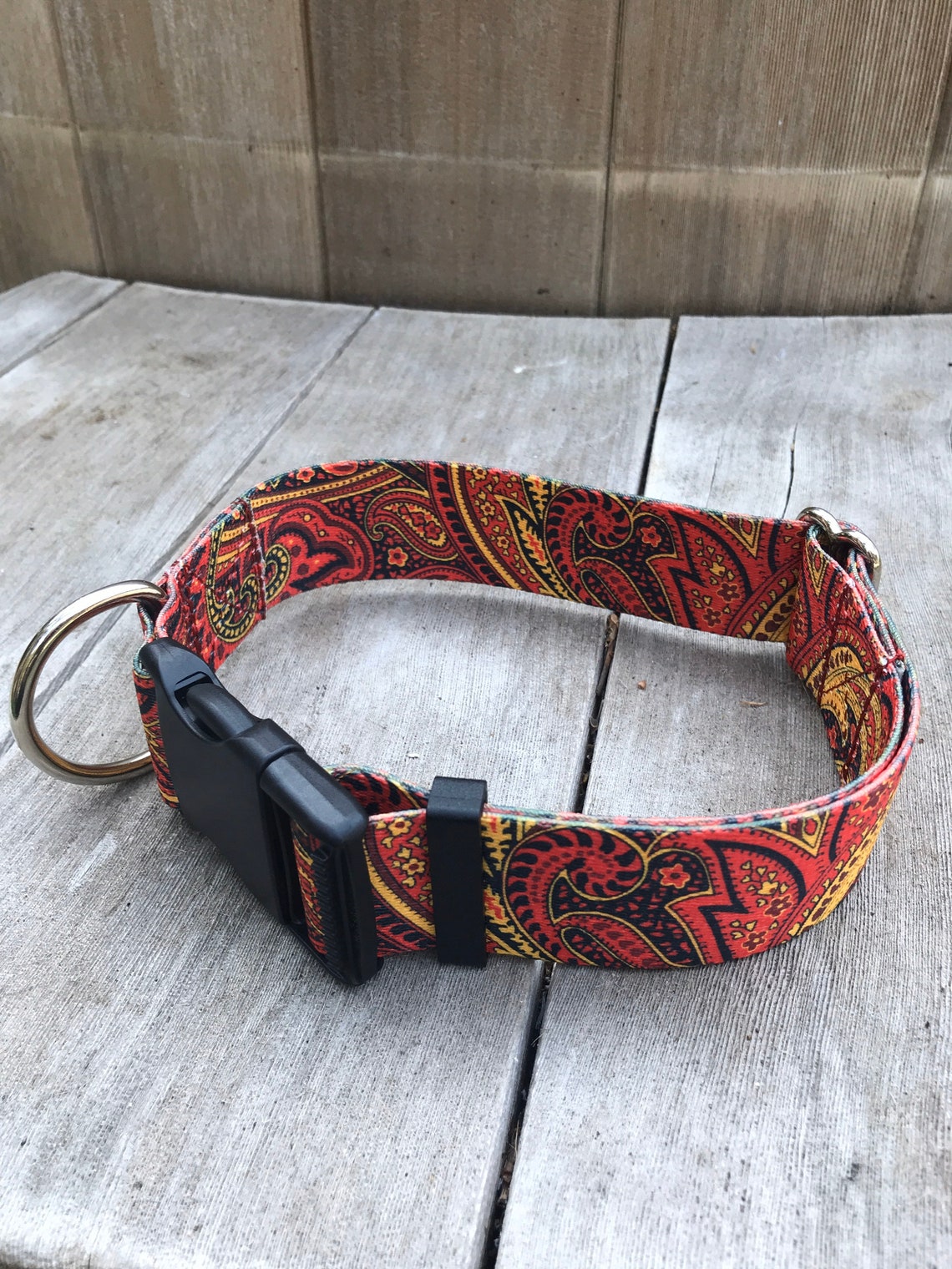 Wide XXL Dog Collar 2032 Red Paisley Tough Dog Collar Fire Etsy