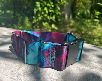 Collier pour chien martingale violet sarcelle : clip à boucle de 5 cm de large