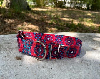 Trippy Pink Martingale Dog Collar: Escape-Proof Slip-On Design, 1.5 inch wide