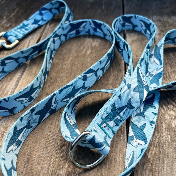 4 Foot or 6 Foot or 8 Foot Dog Leash, Nautical Shark Beach Theme Dog Leash, Traffic Leash, 4 foot leash, 6 foot leash, 6 foot leash for dogs