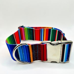 2 Inch Wide Dog Collar, Colorful Bold Striped Rugged Extra Wide collar metal buckle adjustable for big dogs