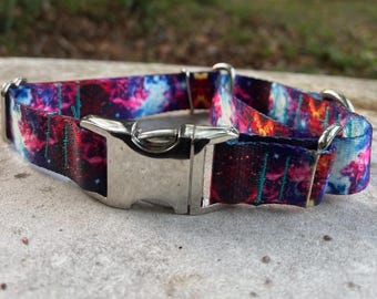 Galaxy Martingale Dog Collar, Adjustable, Metal Quick Release Buckle, 1 inch Wide