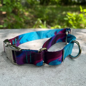 Collar para perro Martingala suave de 1 pulgada de ancho en morado y verde azulado, collar Martingala con hebilla ajustable, hebilla de aluminio de deslizamiento limitado imagen 6