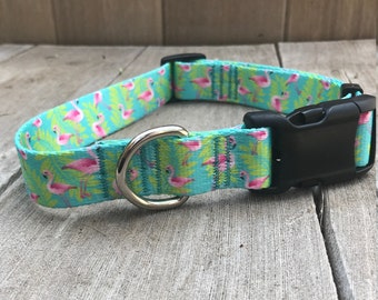 Flamingo hundhalsband, sommarhundhalsband, tropiskt halsband, justerbart färgglatt tropiskt hundhalsband med snabbspänne