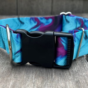 Wide Dog Collar Abstract Marble Girly Dog Collar, Purple Dog Collar, Green Dog Collar, Teal Dog Collar, 1.5 inch wide collar