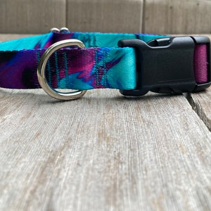 1 inch wide Purple Teal Marble Dog Collar, USA Made, Adjustable image 3