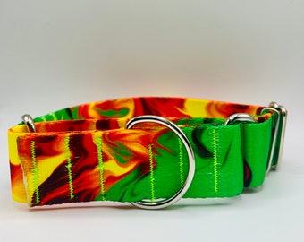 Groen-gouden martingaalhalsband voor windhonden, sliphalsband voor windhonden, 3,8 cm
