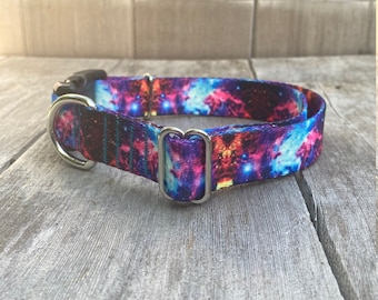 Collar para perro Galaxy de 2,5 cm de ancho, collar espacial cósmico ajustable, fabricado en EE. UU.