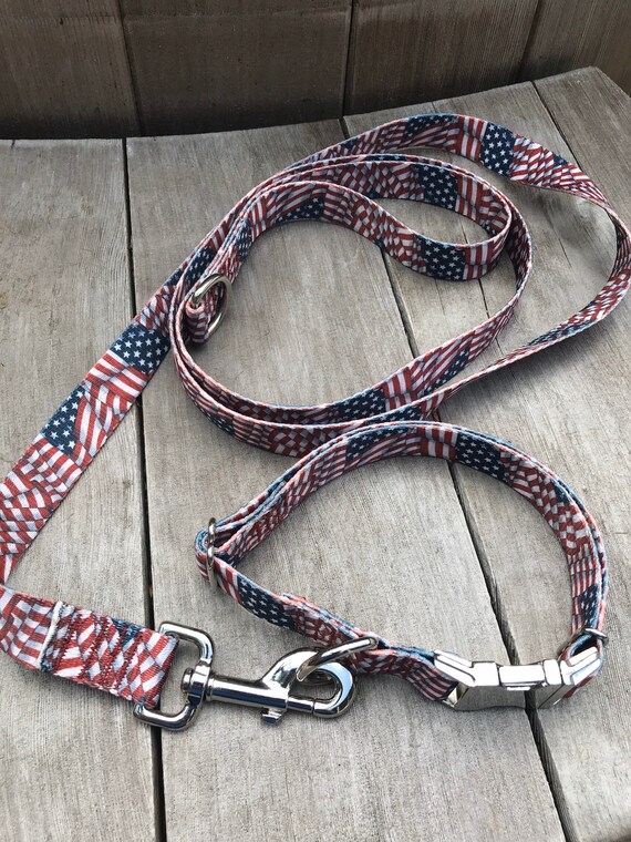 1 Inch Wide American Flag Dog Collar and Leash Set, Patriotic USA, Metal  Hardware - Etsy