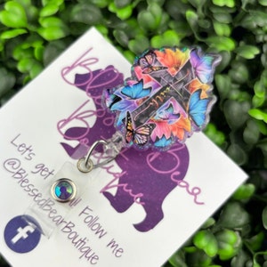 Faith Cross Badge Reel | Christian Badge Holder