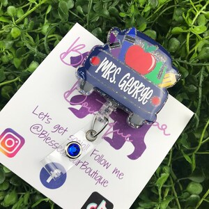 Personalized Teacher Truck Badge Reel | Teacher Appreciation Badge Holder