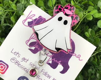 Cowboy Ghost Badge Reel | Halloween Badge Holder