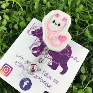 Pink Stethoscope Badge Reel | Nurse Badge Reel | RN Badge Reel | Kawaii Badge Reel | Cute Stethoscope Badge Reel