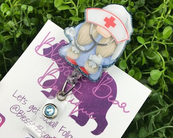 Gnome Nurse Badge Reel | Nurse Badge Reel | Gift for Nurse | Gnome Badge Holder | Healthcare Badge Reel