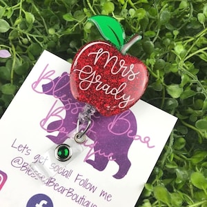 Personalized Teacher Apple Badge Reel | Teacher Appreciation Gift