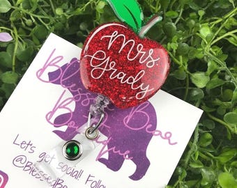 Personalized Teacher Apple Badge Reel | Teacher Appreciation Gift