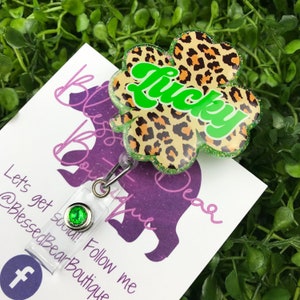 St. Patrick&#39;s Day Clover Badge Reel | Lucky Badge Holder
