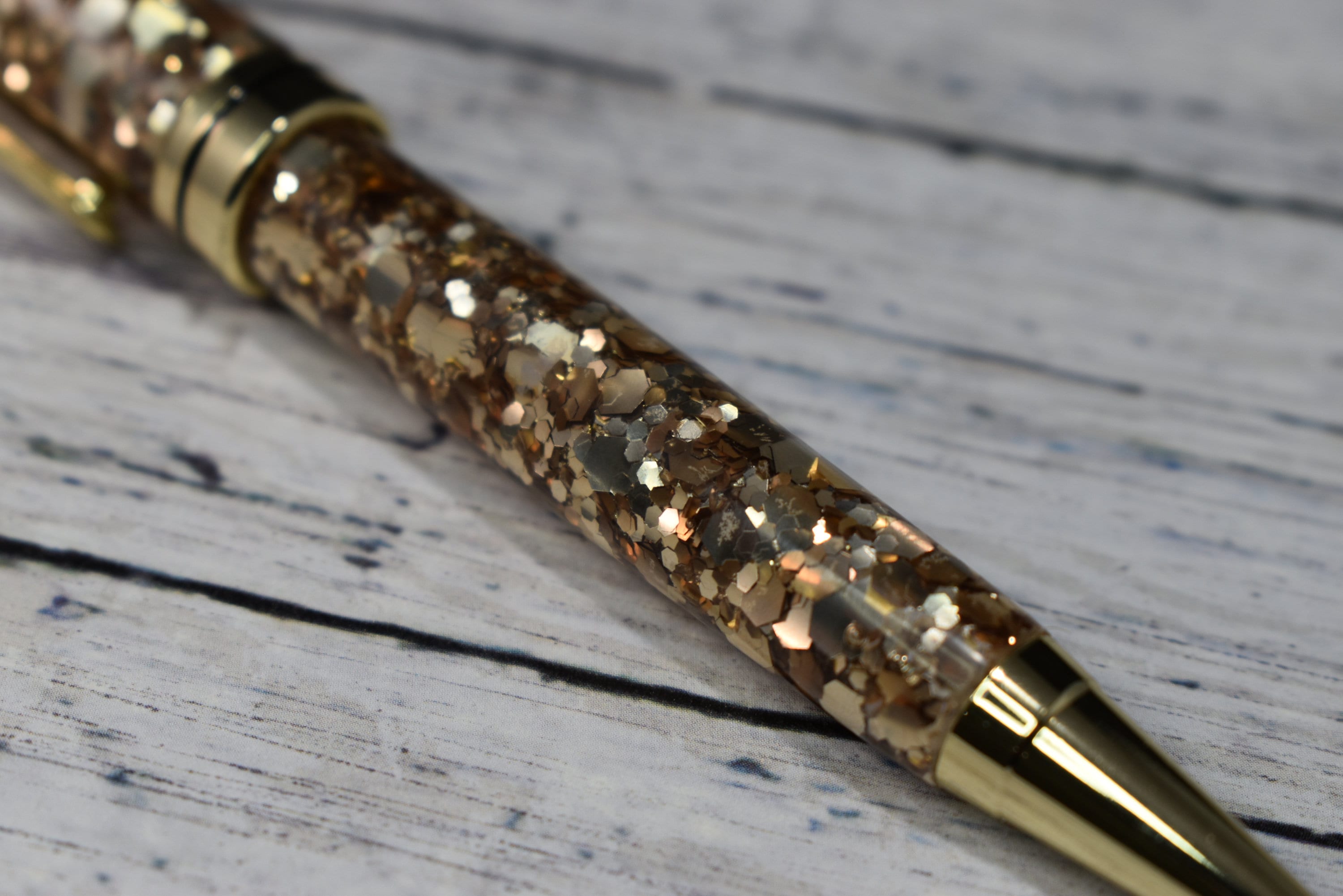 Chunky Gold Glitter Mix Ballpoint Pen Personalized Resin Etsy
