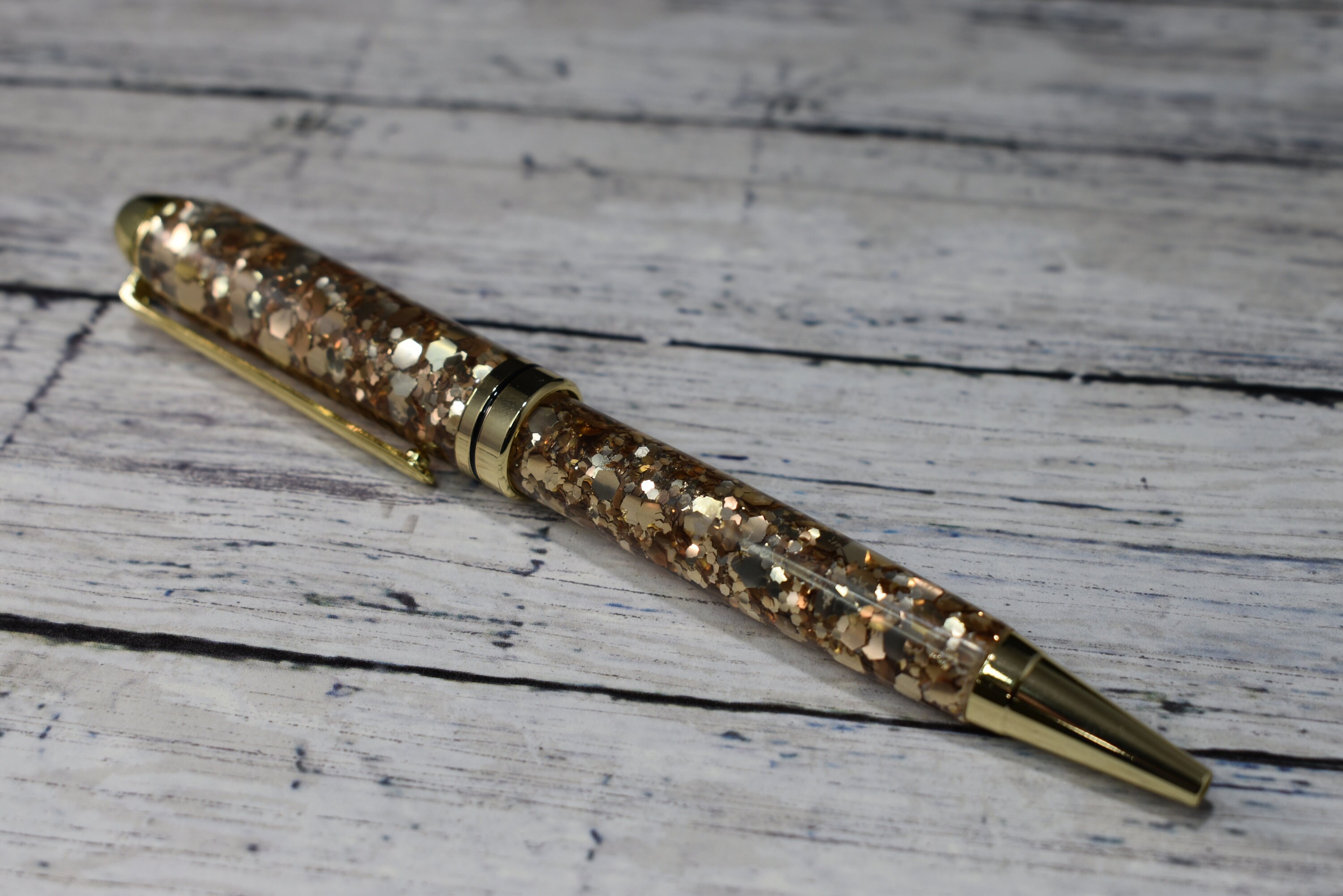 Chunky Gold Glitter Mix Ballpoint Pen Personalized Resin Etsy