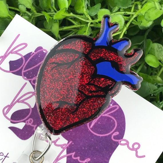 Heart Badge Reel | Cardio Nurse Badge Reel | Cardiology Badge Reel | Anatomical Heart Badge Holder | Echo Cardio Tech Badge Reel
