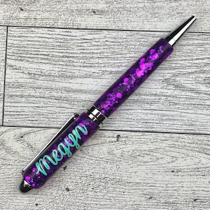 Purple Chunky Glitter Ballpoint Pen | Personalized Purple Glitter Pen | Purple Glitter Pen | Hand Turned Purple Pen | Handmade Glitter Pen