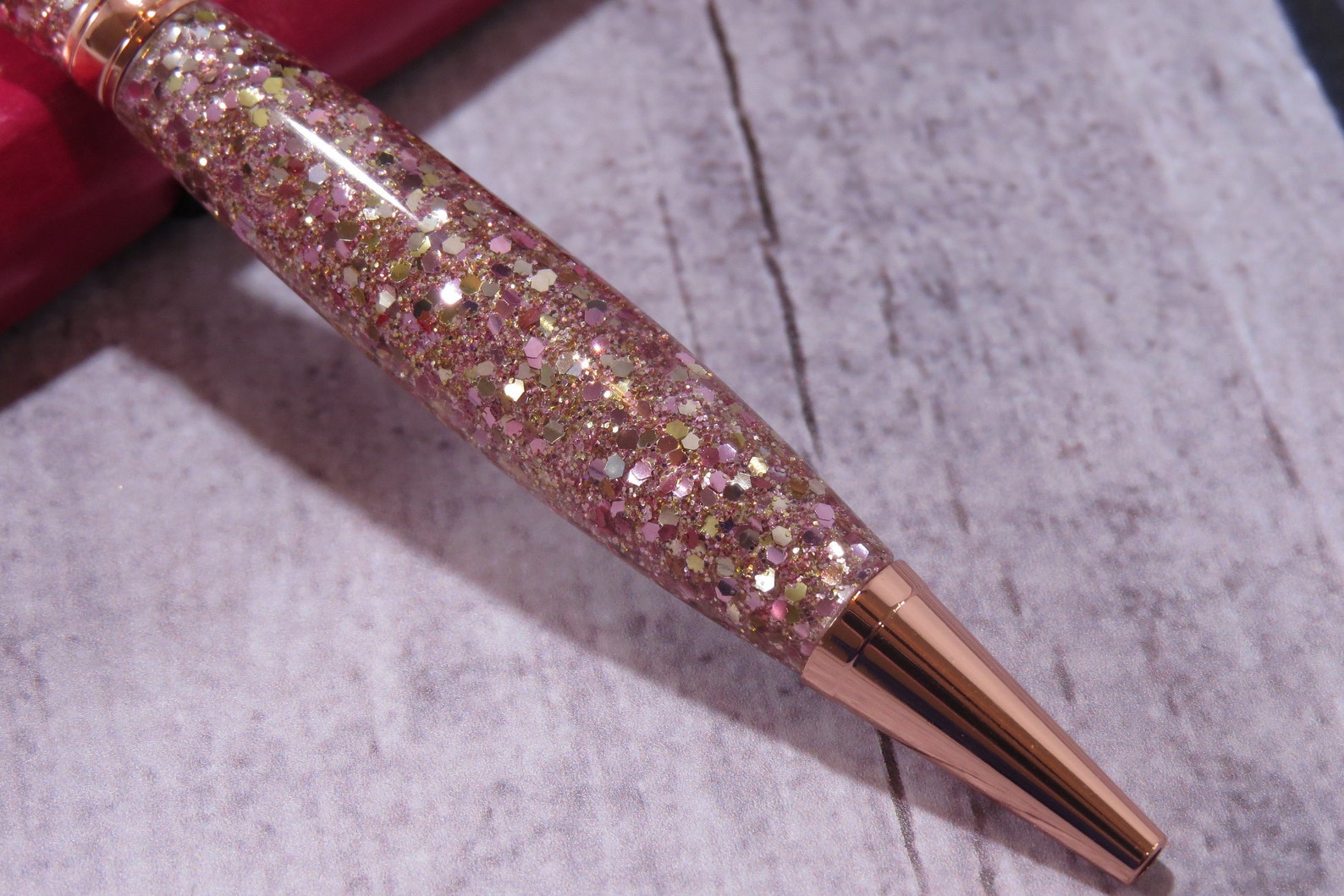 Rose Gold Glitter Ballpoint Pen Personalized Resin Glitter Etsy