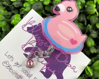 Flamingo Badge Reel | Summer Badge Holder