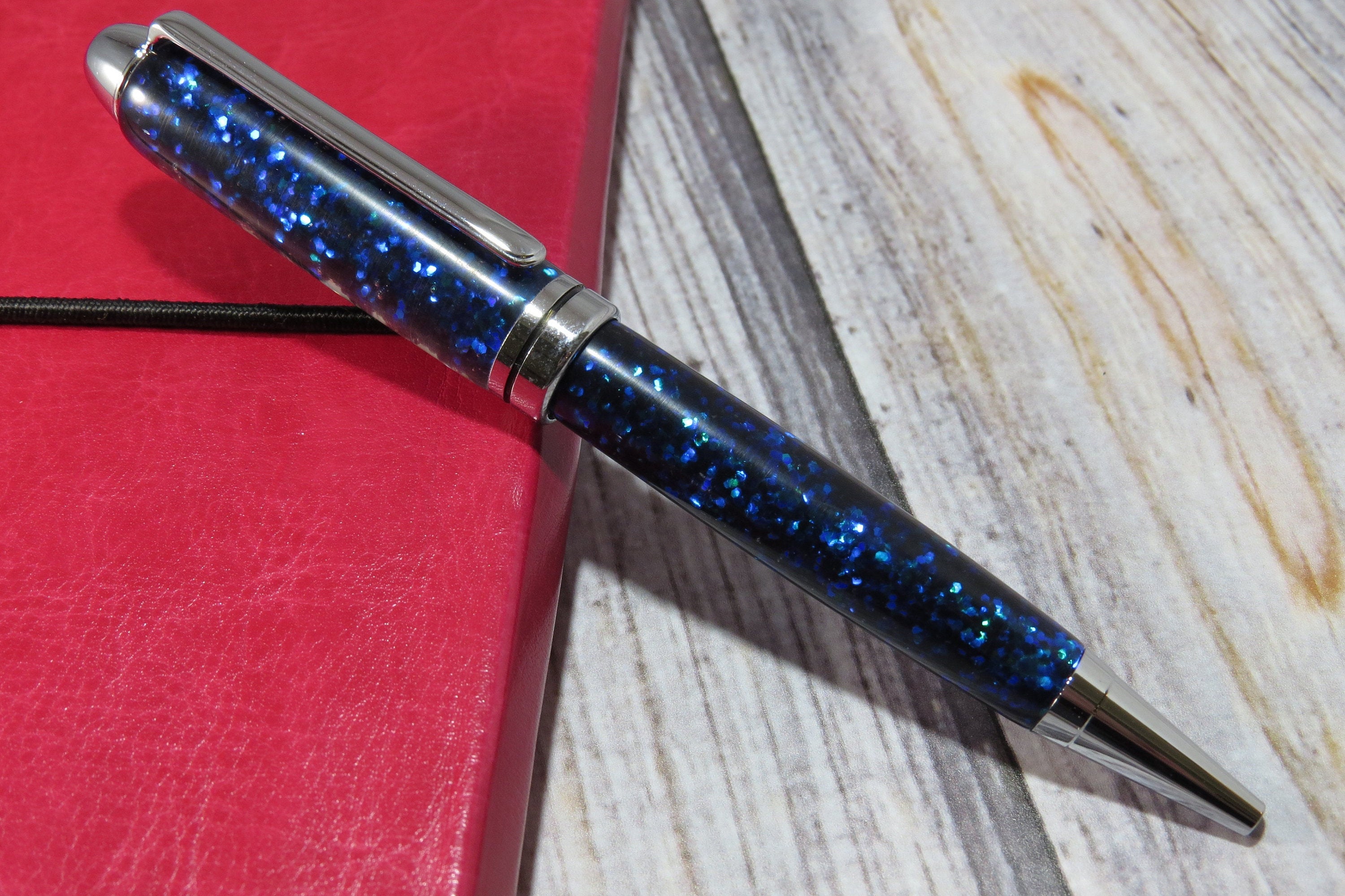 Blue Glitter Ballpoint Pen Custom Personalized Planner Pen Etsy