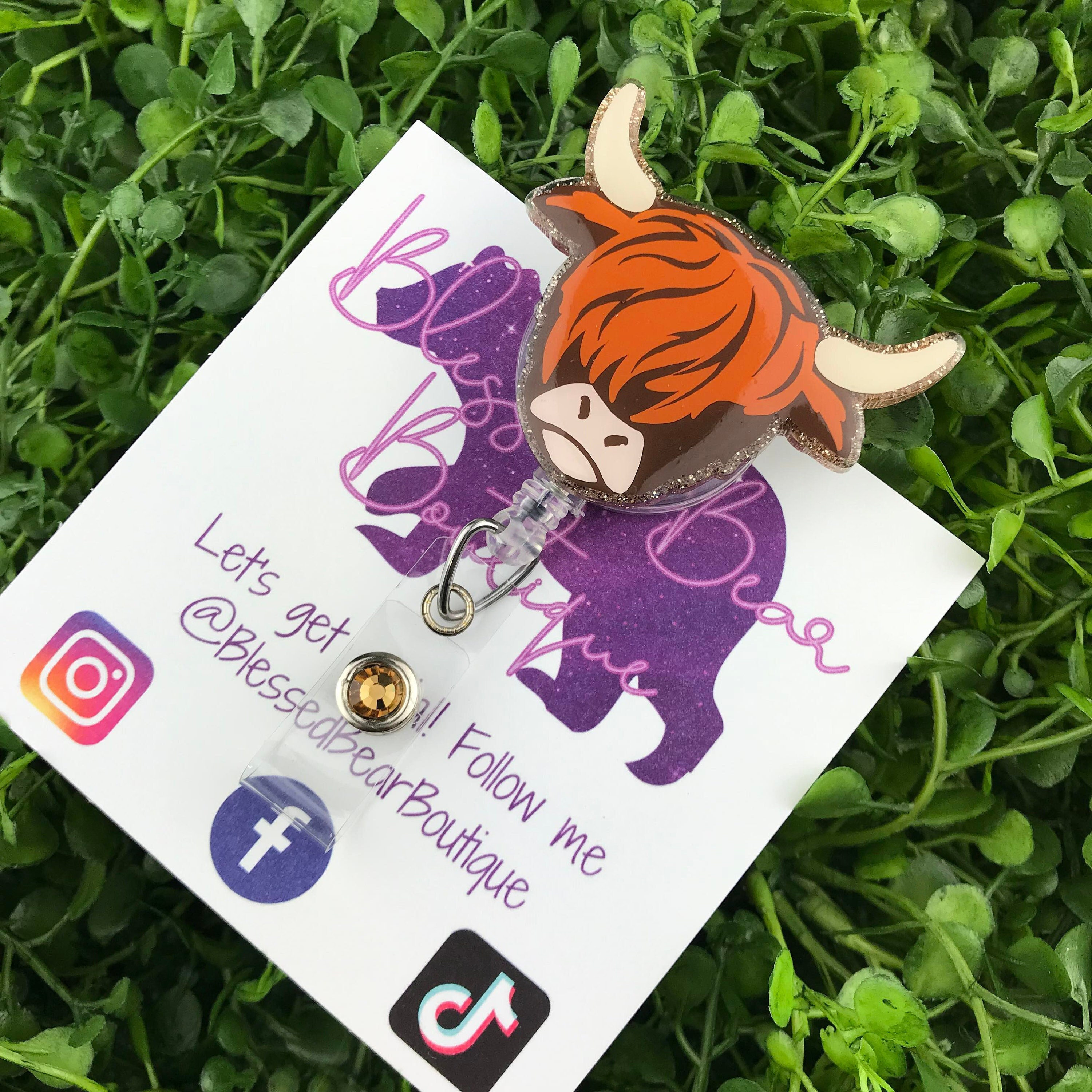 Highland Cow Badge Reels Andbuddy Highland Cow Badge Reel Heifer Badge Holder