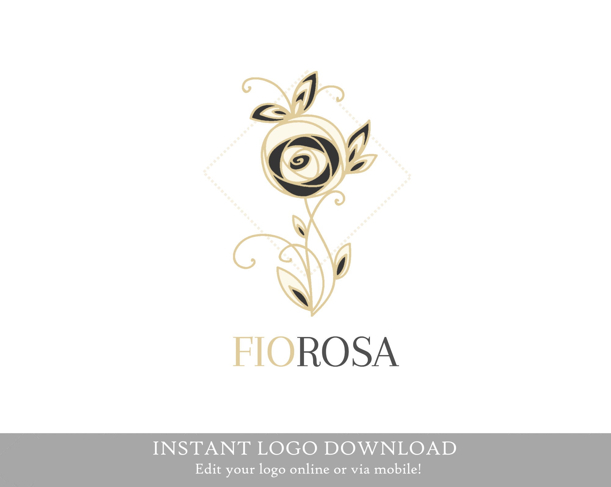 Gold Floral Logo Nature Logo Flower Logo Floral Design Etsy