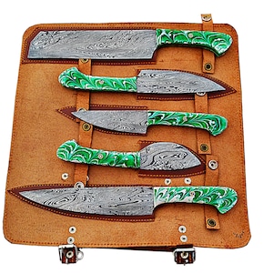 17320  Custom Handmade Damascus Chef Knives Set/Kitchen Knives 5 Pieces Set SS-17320