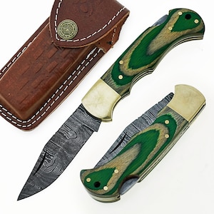 Damascus Steel Folding Knife/Pocket Knife Back Lock SS-17447
