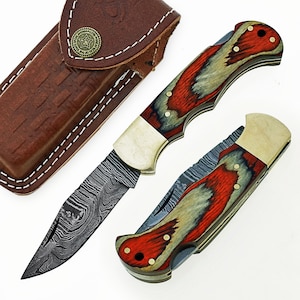 Damascus Steel Folding Knife/Pocket Knife Back Lock SS-17445