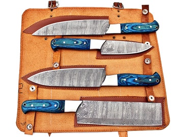 17167  Custom Handmade Damascus Chef Knives Set/Kitchen Knives 4 Pieces Set SS-17167