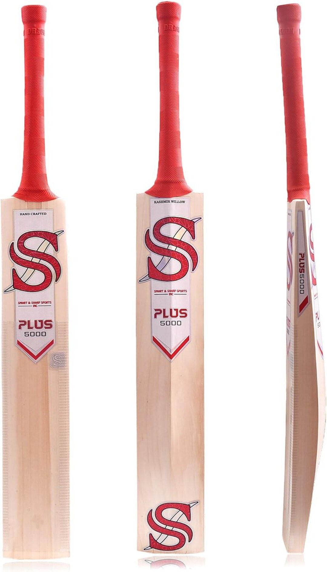 Smart Bat Rosa Smart & Sharp Plus 5000 Cricket Bat, Kashmir Willow, Full Size, Red ...