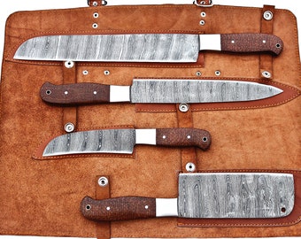 17124  Custom Handmade Damascus Chef Knives Set/Kitchen Knives 4 Pieces Set SS-17124