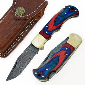 Damascus Steel Folding Knife/Pocket Knife Back Lock SS-17449