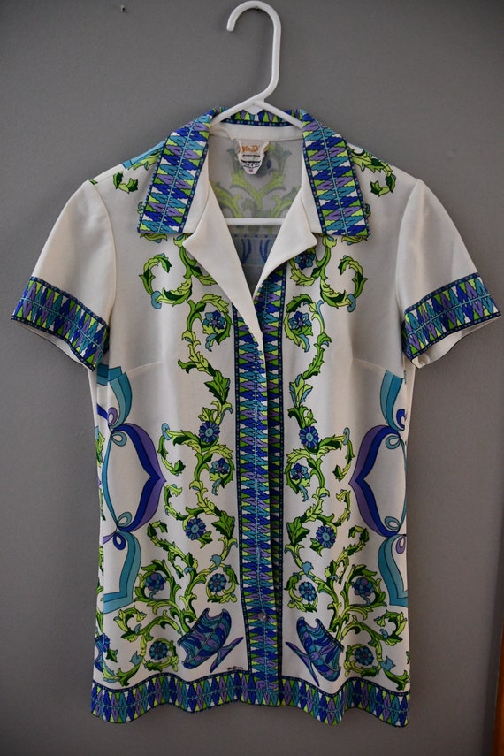 Mr Dino garden print button down tunic size 10 (me