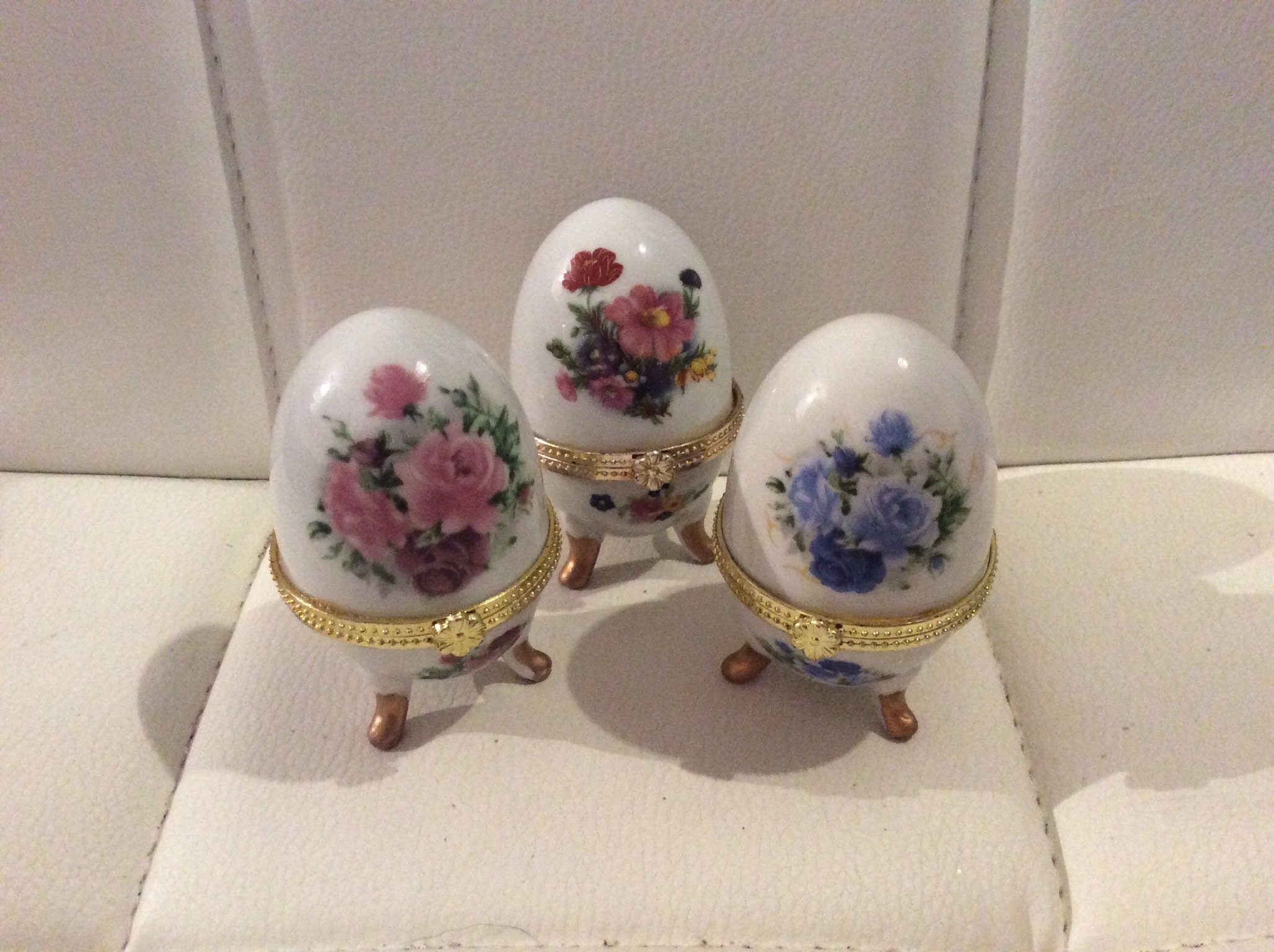 Vintage ceramic gold metal decorated eggs Etsy