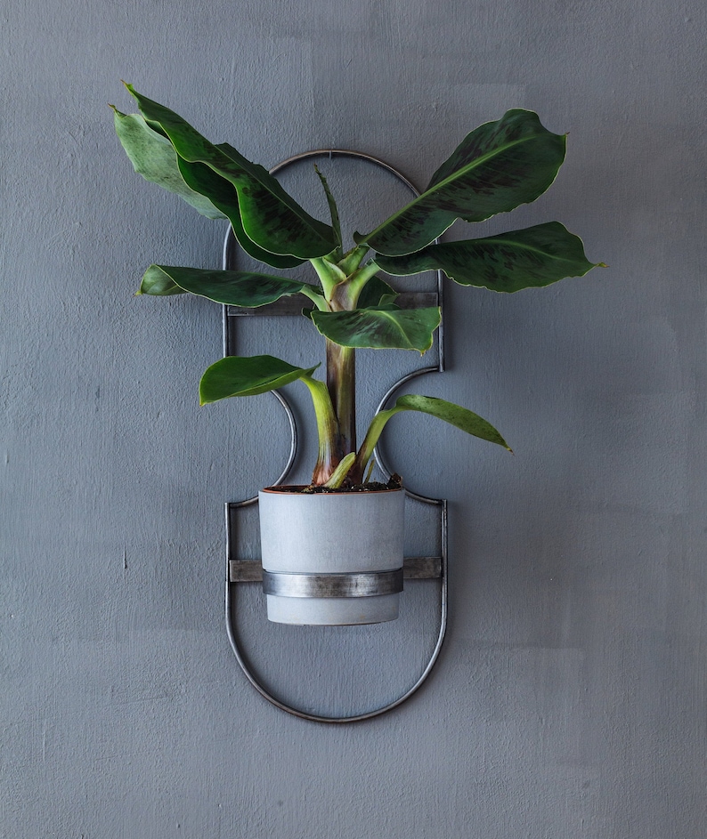 CUTE PLANTER POT hängende Pflanzenhalter Art Deco Runde StahlStab Pflanzenhalter Wand Pflanzer geometrische Bild 4