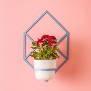 Hand Made Wall Planter - Blue Edition - Geometric, Vertical Garden wall accents - decor for home office, Loft Home In & Outdoor
