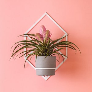 Hand Made Wall Planter -White Edition- Geometric Art Deco Style, Vertical Garden wall accents for home office, Loft Home, garden Outdoor