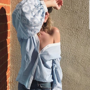 Womens Blouse, Cotton Blouse, Embroidered Shirt, Shirts, Cotton Shirt, Tops, Boho Top, Pastel Top, Ballon Sleeves, Fashion Shirt, Casual Top