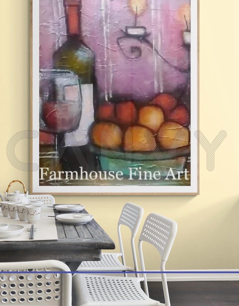 Shelley the Cat Painter 16 X 24 "Magenta Oranges Still-Life" 2013 plaster mixed media and oil on canvas image 1