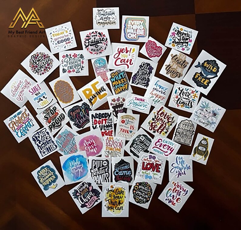 50 Motivational Vinyl Sticker Pack – Positive Quote Stickers ...