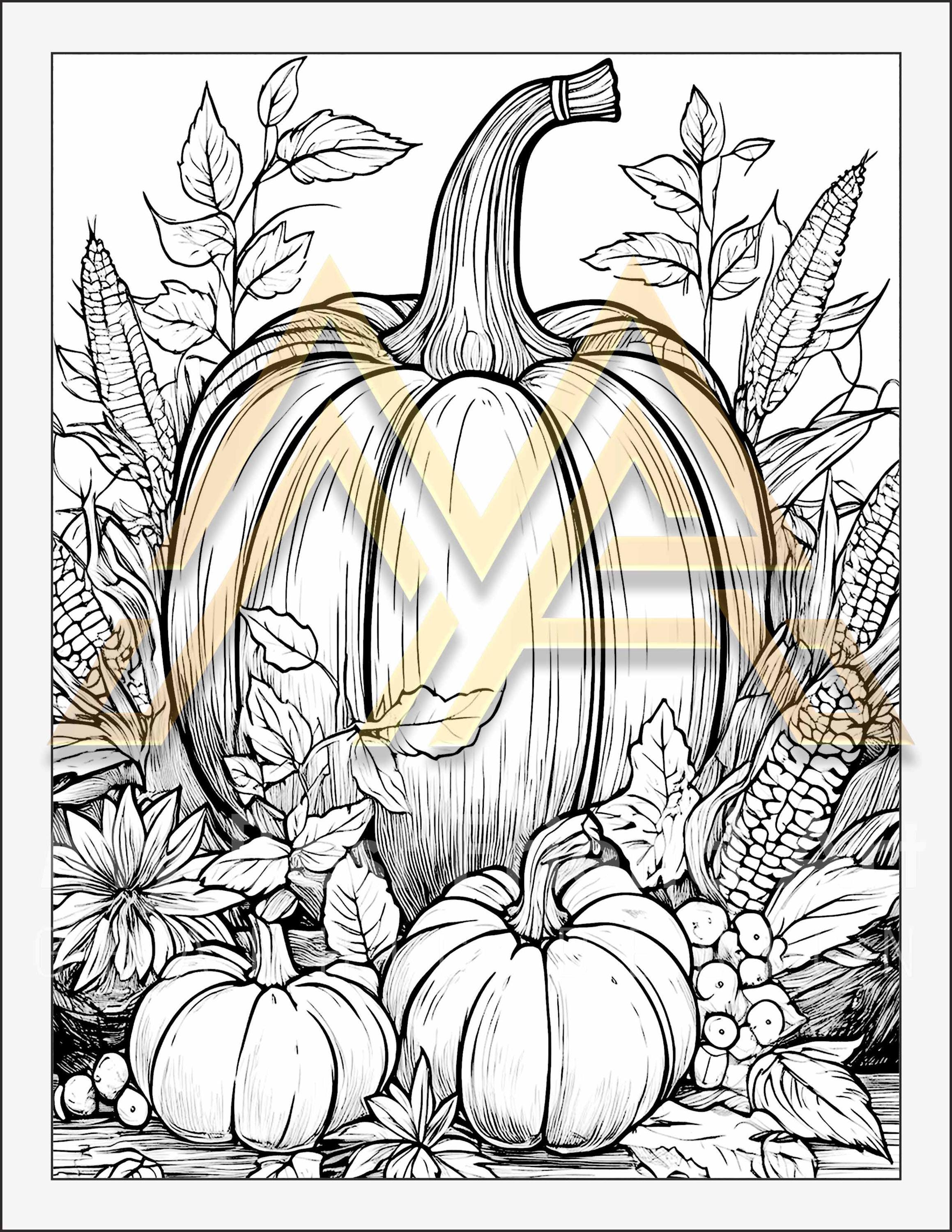 40 Beautiful Thanksgiving Printable Coloring Pages • Fall Harvest ...